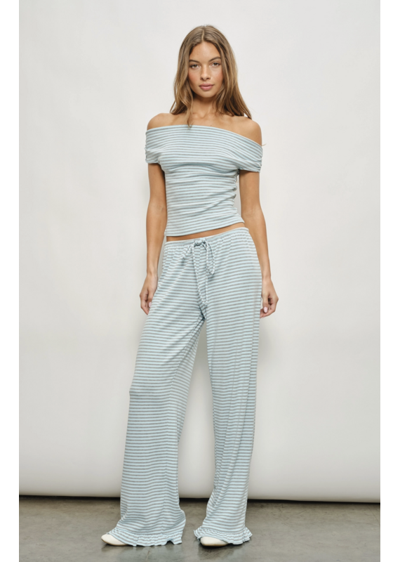 Pretty Garbage Devin Ruffle Striped Lounge Pants