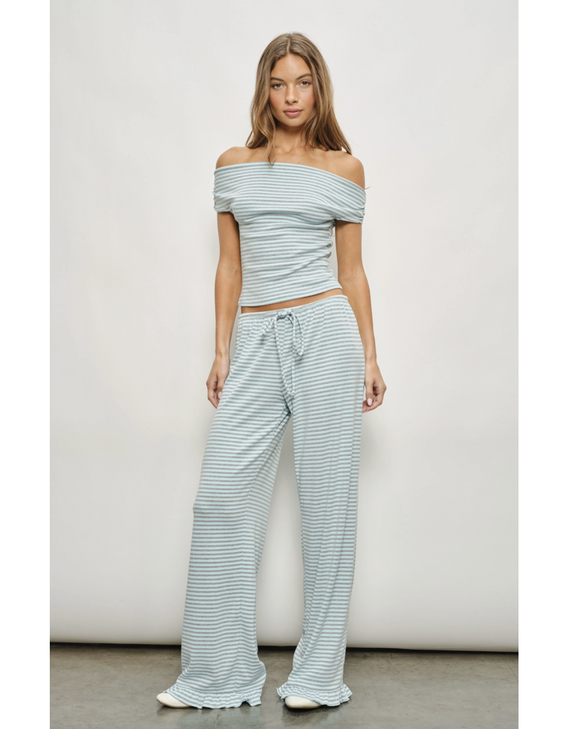 Pretty Garbage Devin Ruffle Striped Lounge Pants