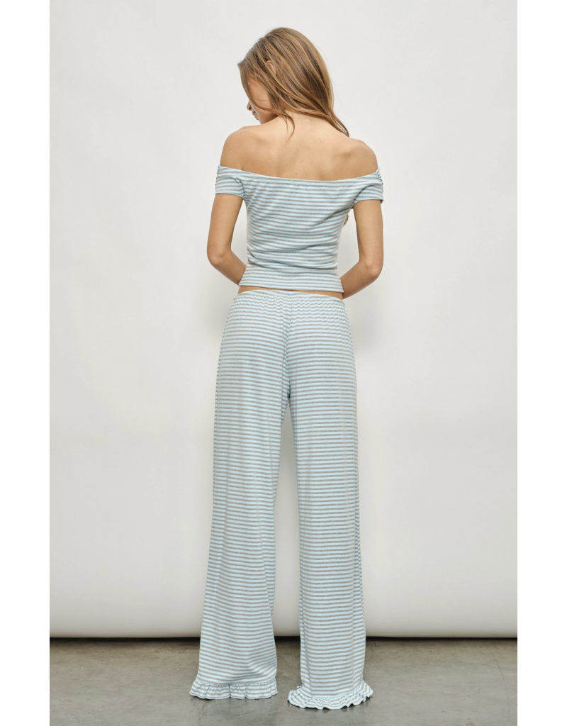 Pretty Garbage Devin Ruffle Striped Lounge Pants