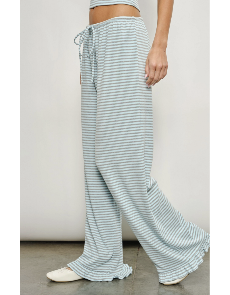 Pretty Garbage Devin Ruffle Striped Lounge Pants
