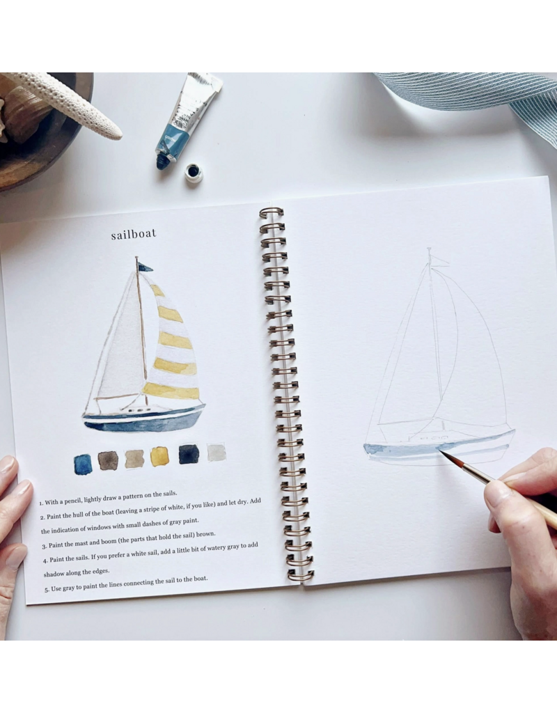 Seaside Watercolor Workbook + Paint + Brushes