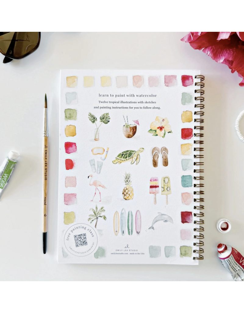 Tropical Watercolor Workbook + Paint + Brushes