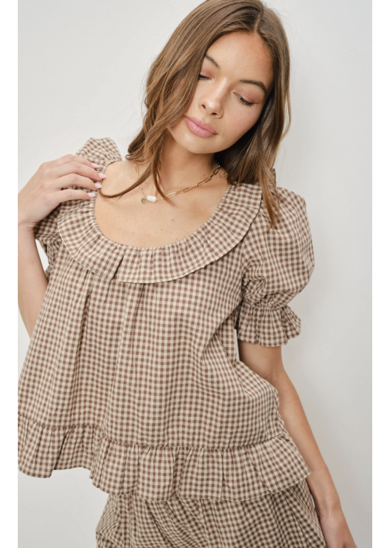 Pretty Garbage Kora Frill Gingham Top