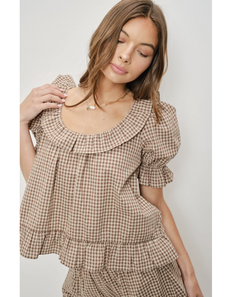 Pretty Garbage Kora Frill Gingham Top