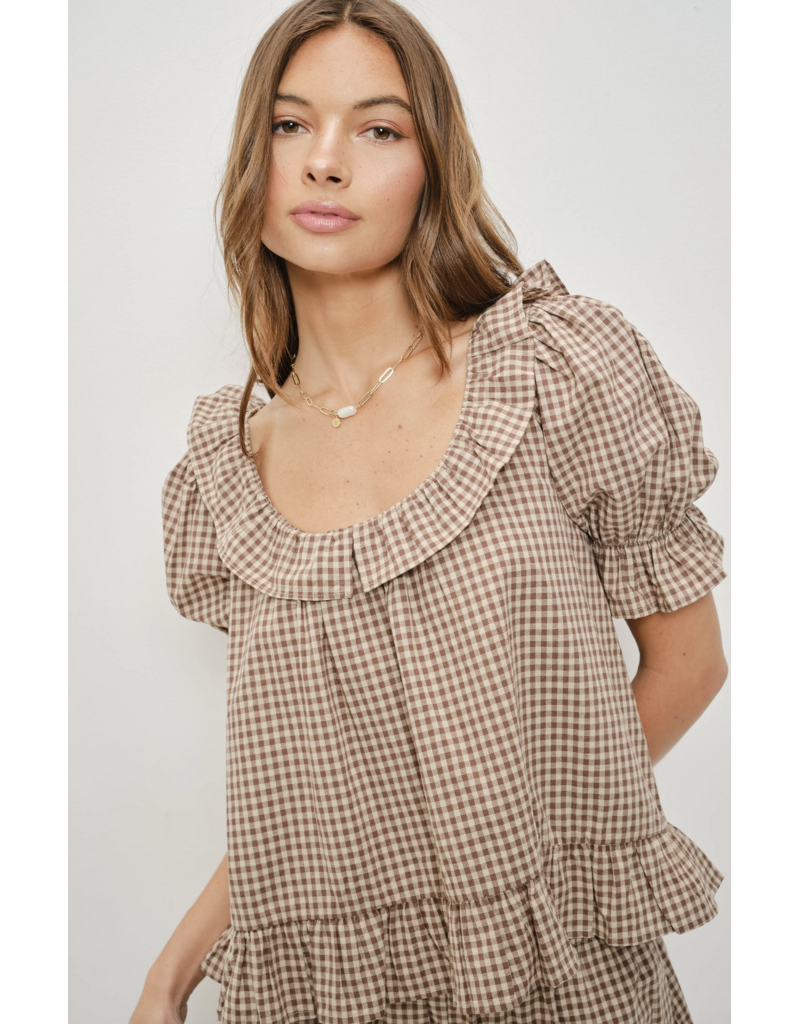 Pretty Garbage Kora Frill Gingham Top