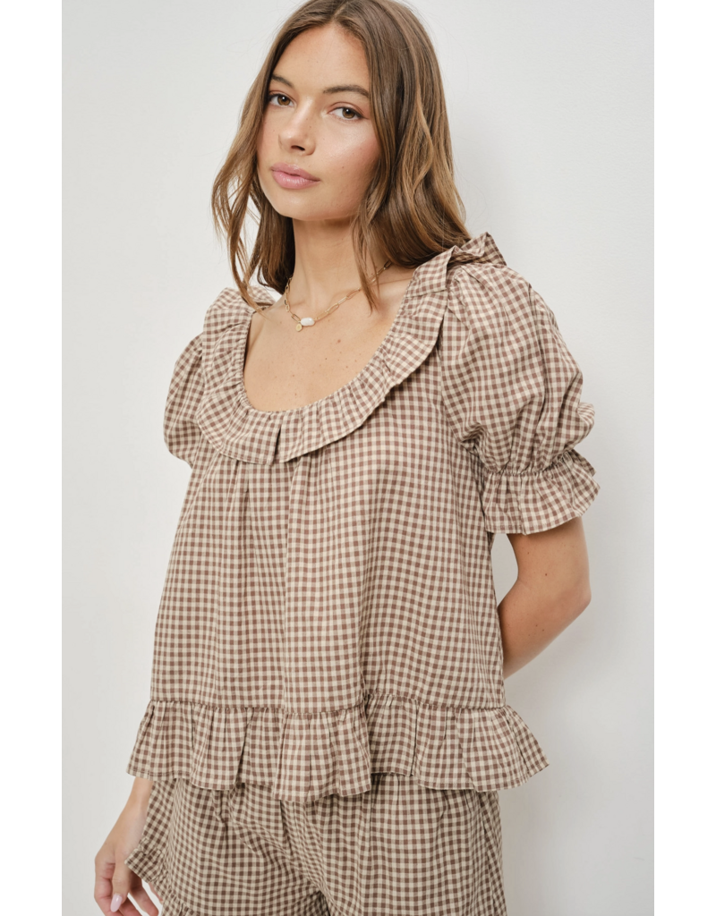 Pretty Garbage Kora Frill Gingham Top