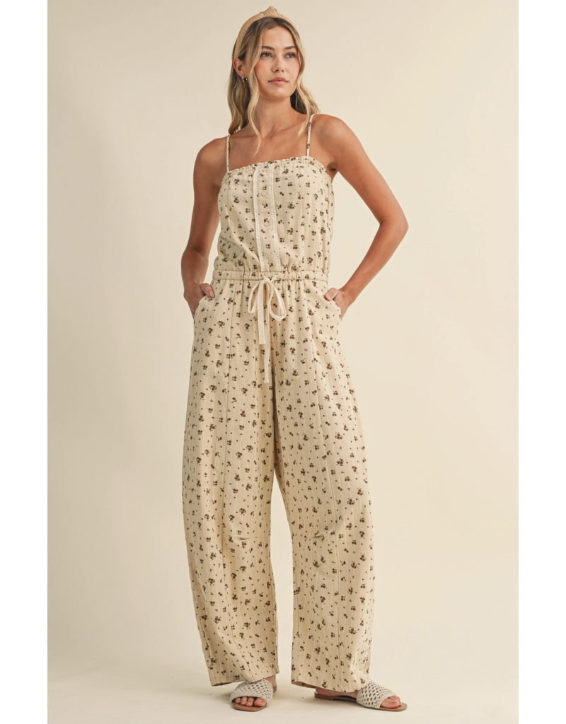 Fifi Floral Sleeveless Lace Edge Barrel Jumpsuit