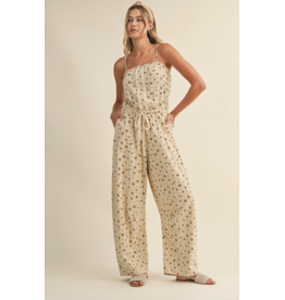 Fifi Floral Sleeveless Lace Edge Barrel Jumpsuit