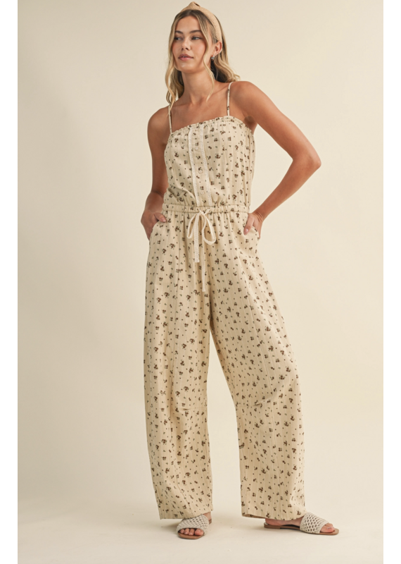Fifi Floral Sleeveless Lace Edge Barrel Jumpsuit