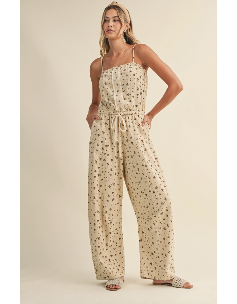 Fifi Floral Sleeveless Lace Edge Barrel Jumpsuit