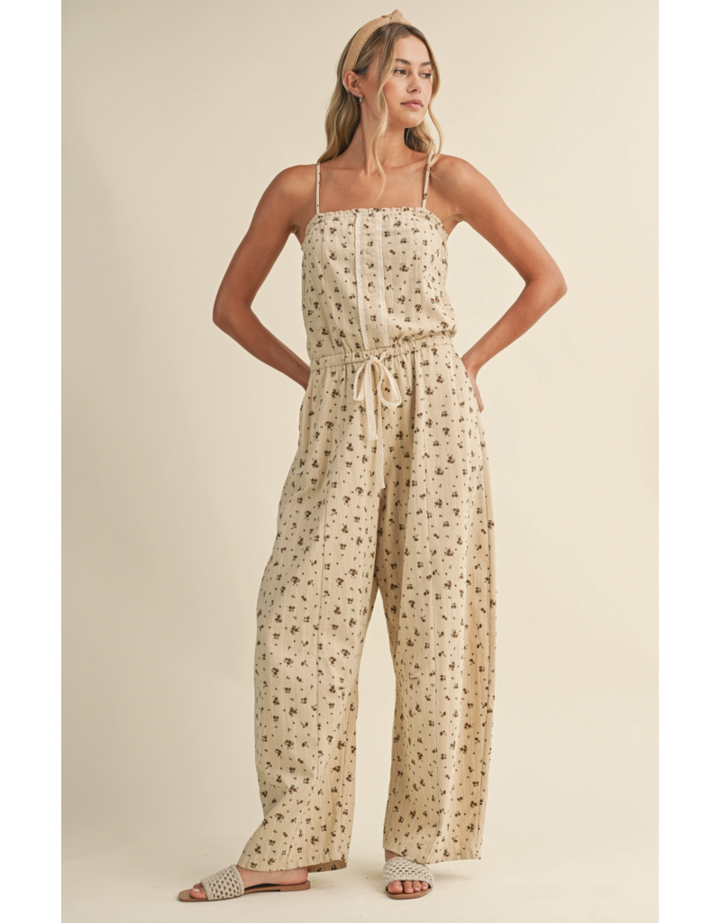 Fifi Floral Sleeveless Lace Edge Barrel Jumpsuit