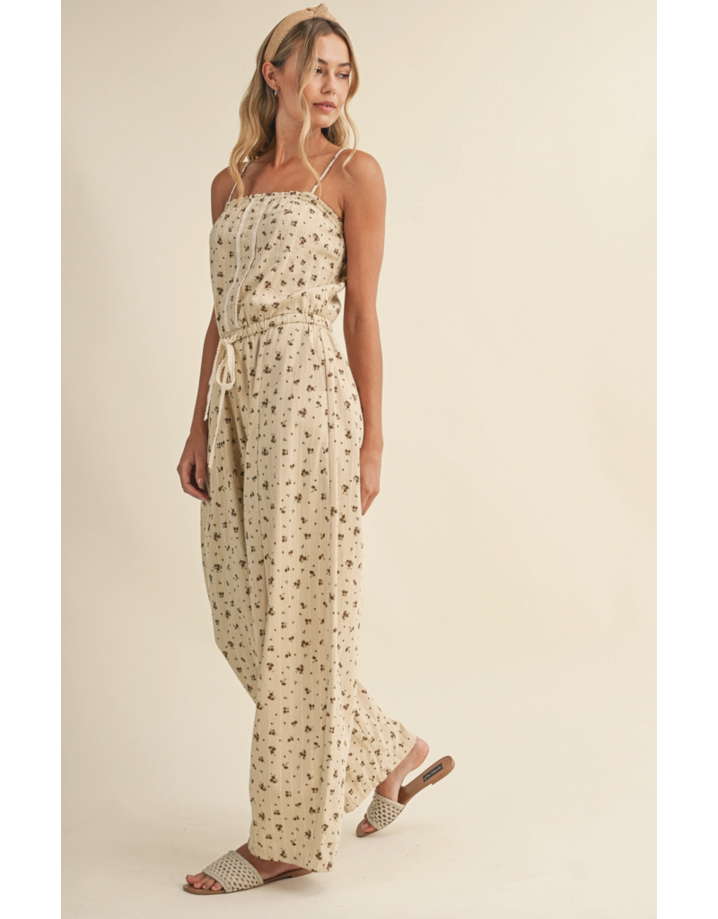 Fifi Floral Sleeveless Lace Edge Barrel Jumpsuit