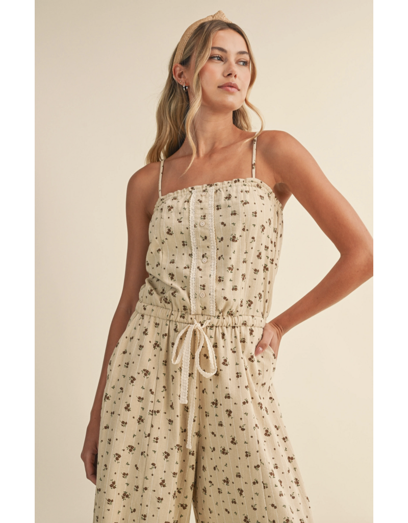 Fifi Floral Sleeveless Lace Edge Barrel Jumpsuit