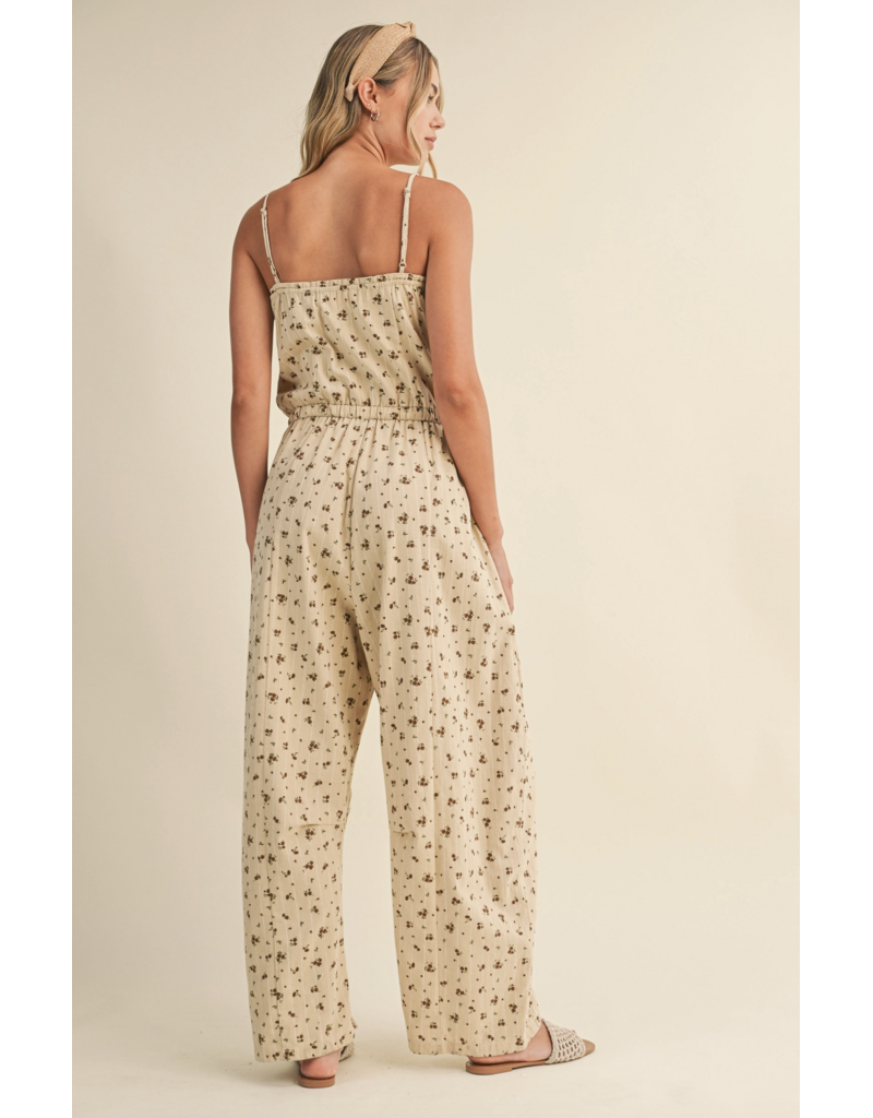 Fifi Floral Sleeveless Lace Edge Barrel Jumpsuit