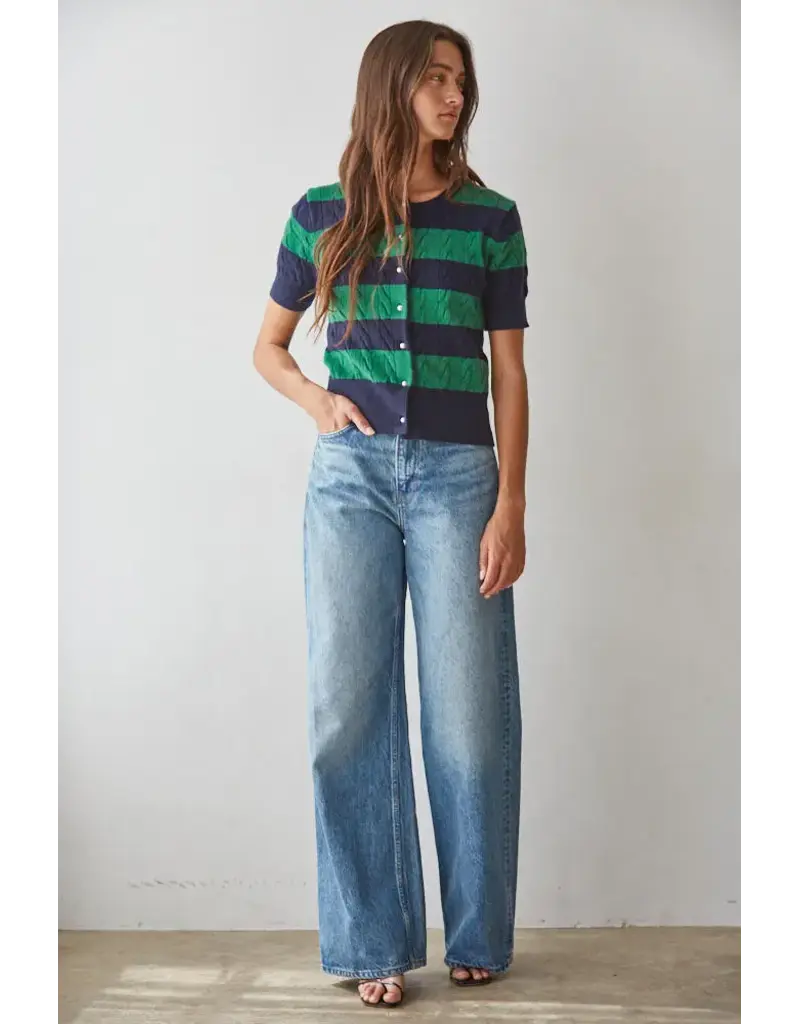 By Together Kelly Cable Knit Short Sleeve Cardigan Top