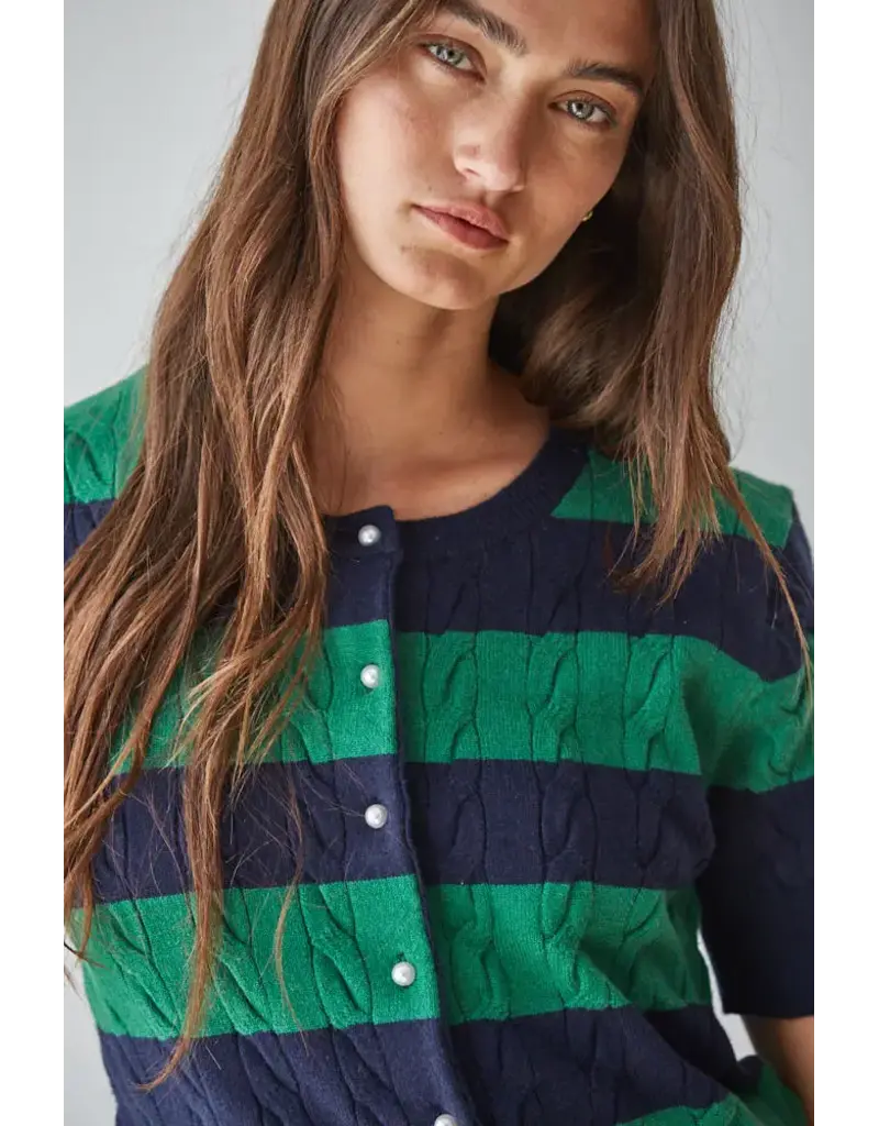 By Together Kelly Cable Knit Short Sleeve Cardigan Top