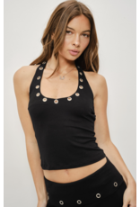 Pretty Garbage Levi Eyelet Halter Top