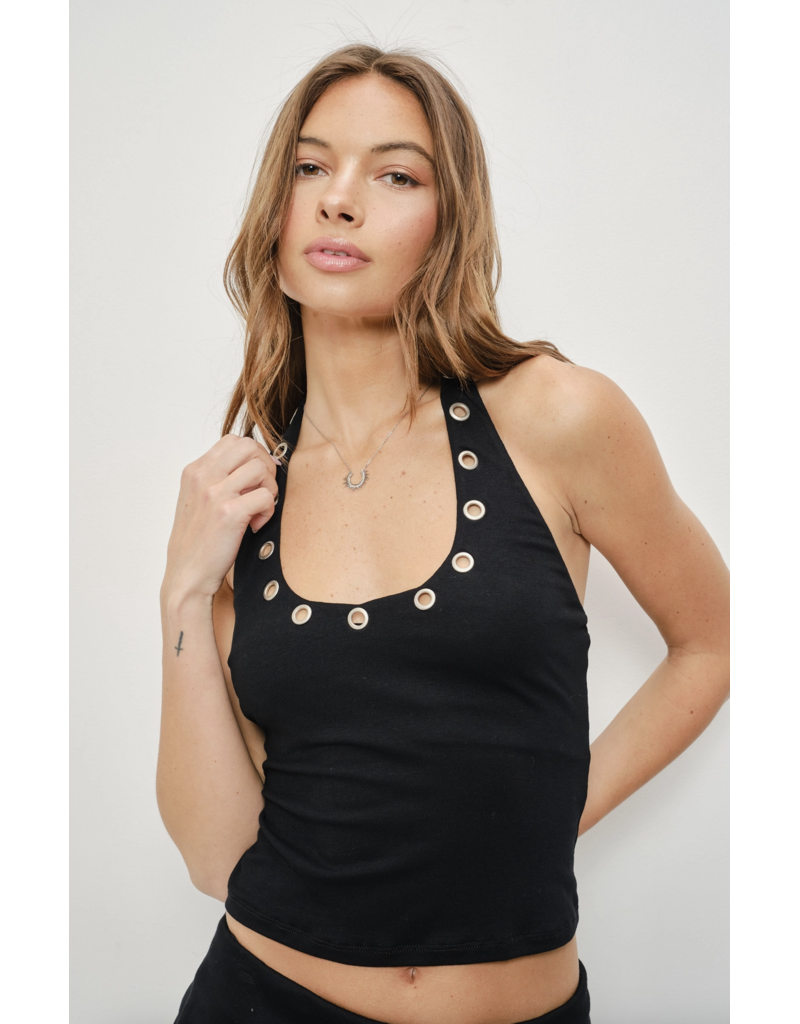 Pretty Garbage Levi Eyelet Halter Top