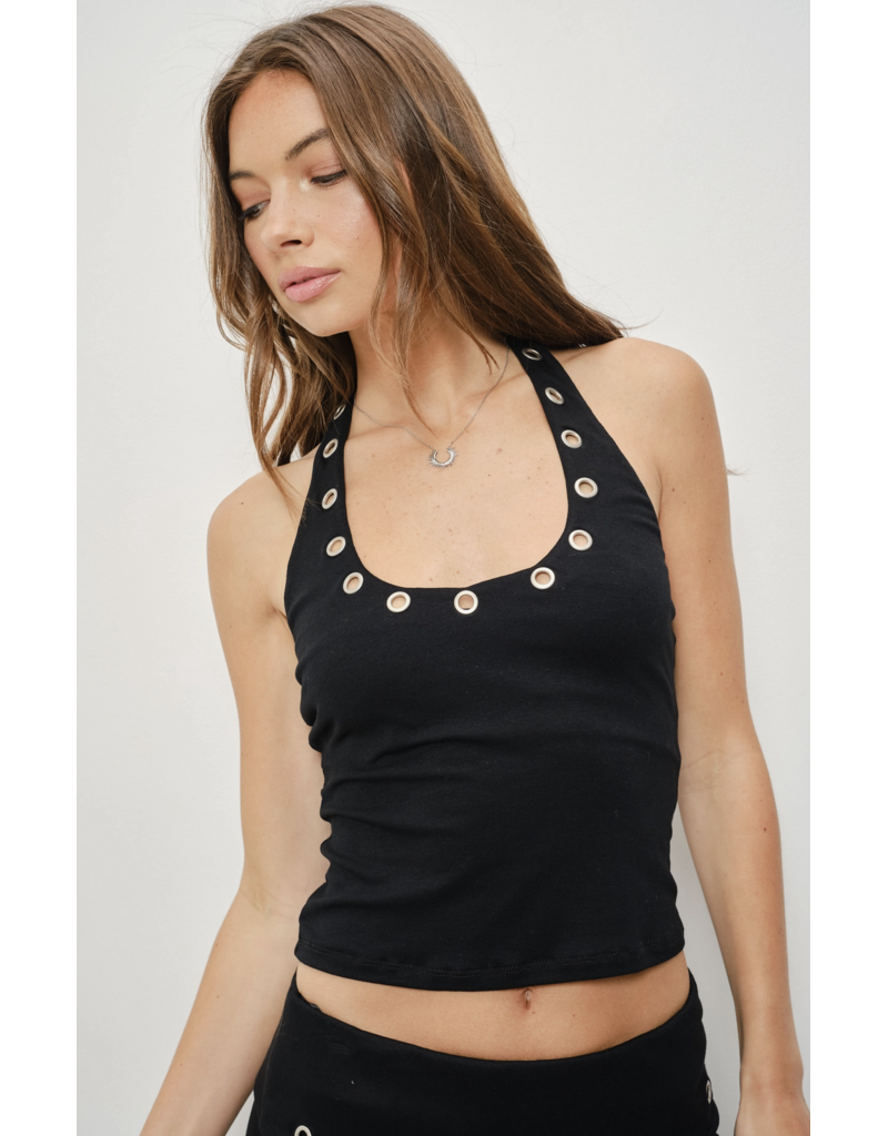 Pretty Garbage Levi Eyelet Halter Top