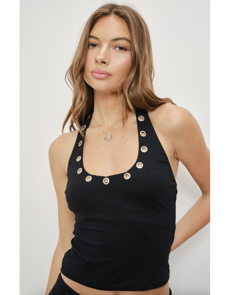 Pretty Garbage Levi Eyelet Halter Top