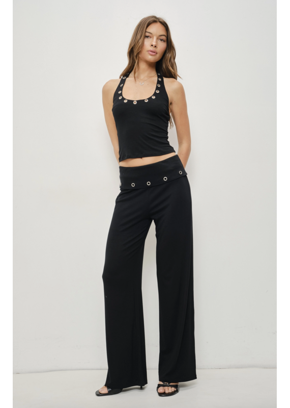 Pretty Garbage Levi Eyelet Foldover Pants