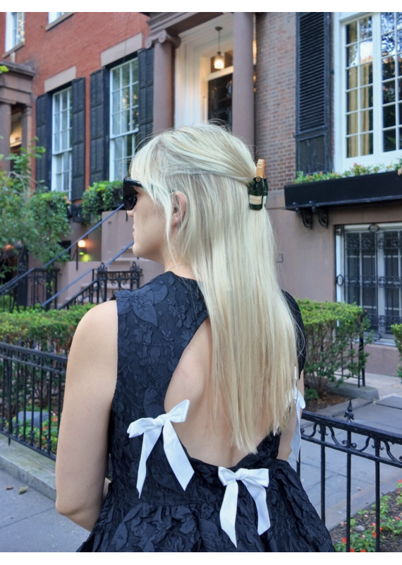 Hand-Painted Champagne Claw Hair Clip