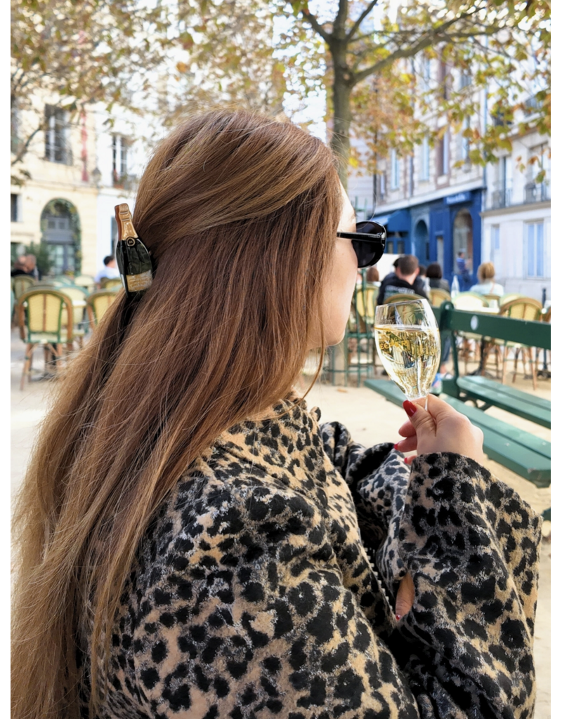 Hand-Painted Champagne Claw Hair Clip