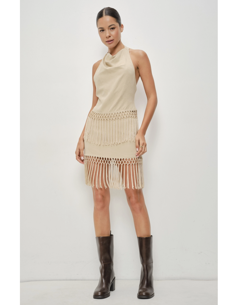 Pretty Garbage Isla Suede Fringe Mini Skirt