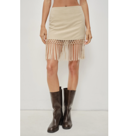 Pretty Garbage Isla Suede Fringe Mini Skirt