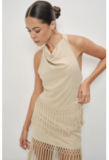 Pretty Garbage Isla Suede Fringe Halter Top