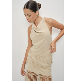 Pretty Garbage Isla Suede Fringe Halter Top