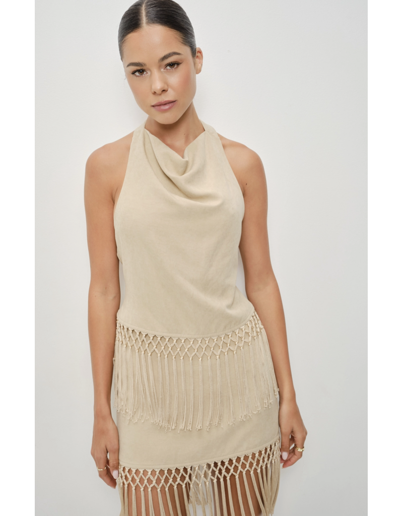 Pretty Garbage Isla Suede Fringe Halter Top