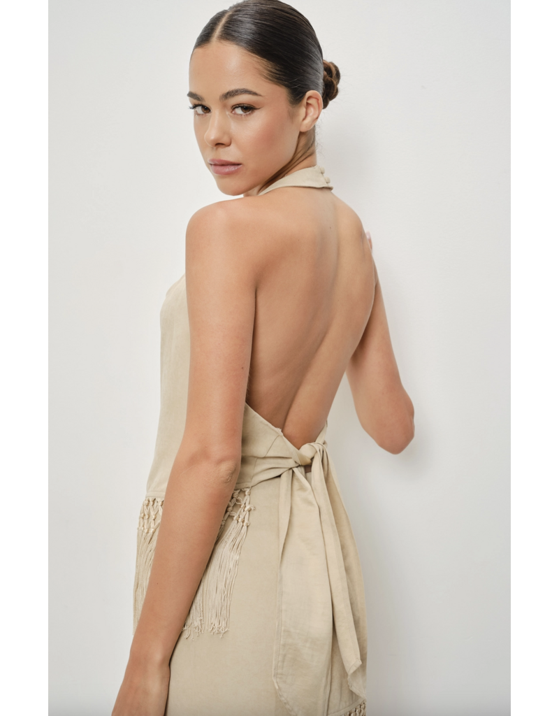 Pretty Garbage Isla Suede Fringe Halter Top