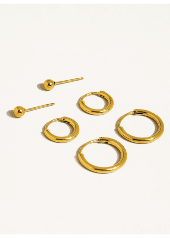 Flanerie Brigitte 18K Gold Non-Tarnish Earring Set