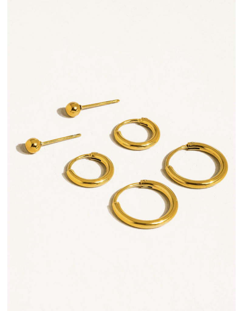 Flanerie Brigitte 18K Gold Non-Tarnish Earring Set