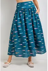 Gone Fishing Smocked Midi Skirt