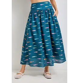 Gone Fishing Smocked Midi Skirt