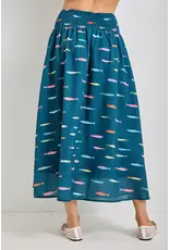 Gone Fishing Smocked Midi Skirt