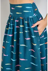 Gone Fishing Smocked Midi Skirt