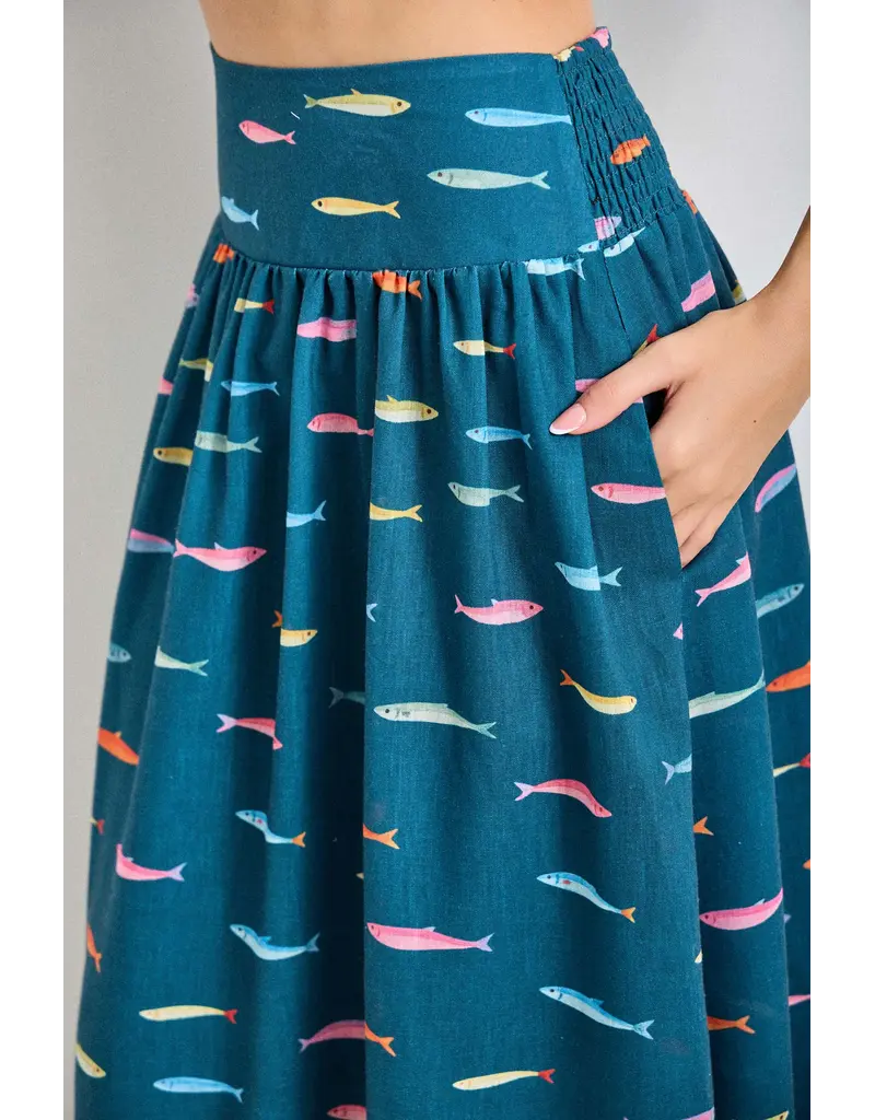 Gone Fishing Smocked Midi Skirt