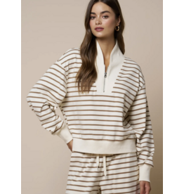 Stripes Half Zip Up Sweatshirt