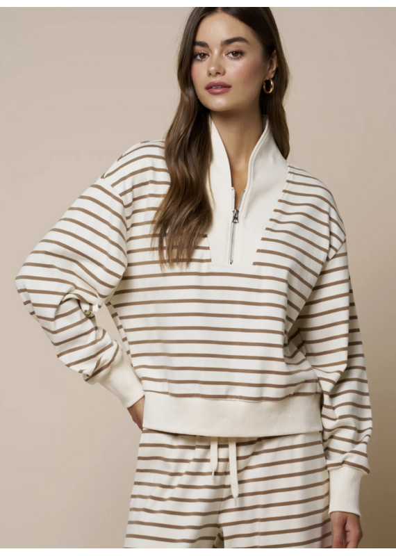 Stripes Half Zip Up Sweatshirt