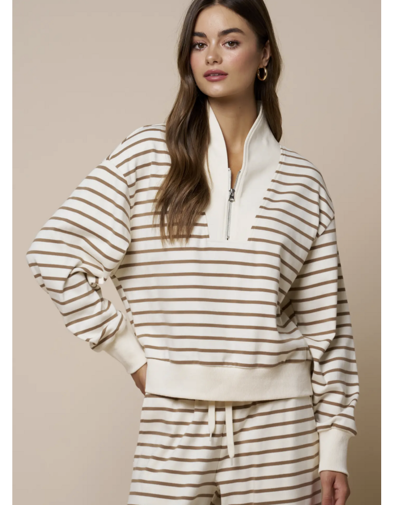 Stripes Half Zip Up Sweatshirt