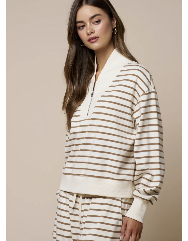 Stripes Half Zip Up Sweatshirt