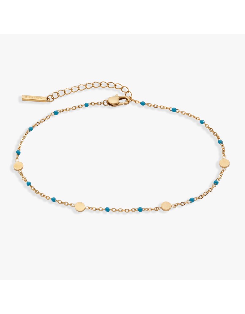 Alex + Ani Turquoise Enameled Chain Coin Station Anklet