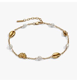 Alex + Ani Seashell & Pearl Inline Charm Anklet