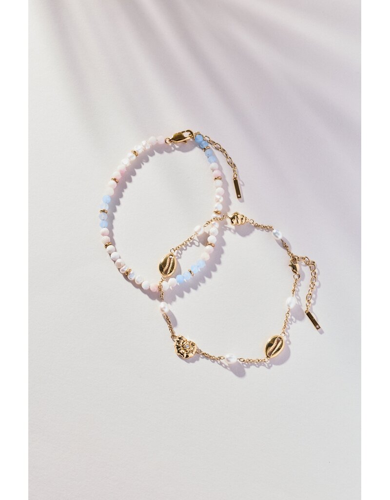Alex + Ani Seashell & Pearl Inline Charm Anklet