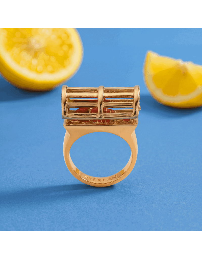 Alex + Ani Lobster Boil Hinged Cage Ring