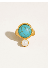 Flanerie Chanson 18K Gold Turquoise Pearl Ring