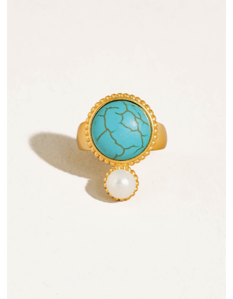 Flanerie Chanson 18K Gold Turquoise Pearl Ring